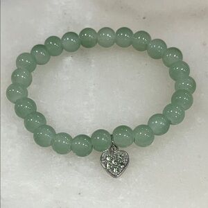 Elegant Green Beaded Bracelet with Heart Charm